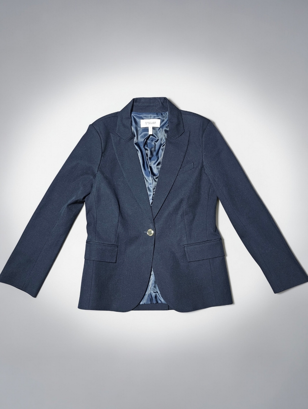 Derek Lam IO Crosby Navy Blue Blazer Jacket Size 10 Gold Buttons Cotton Blend